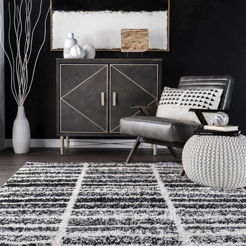 Ebern Designs Ainslei Black/White/Gray Rug & Reviews Wayfair